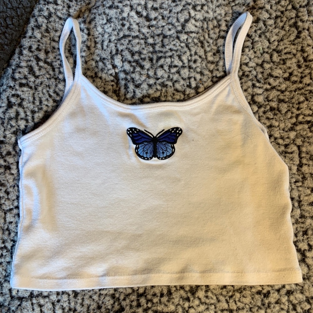 white butterfly Brandy Melville crop top